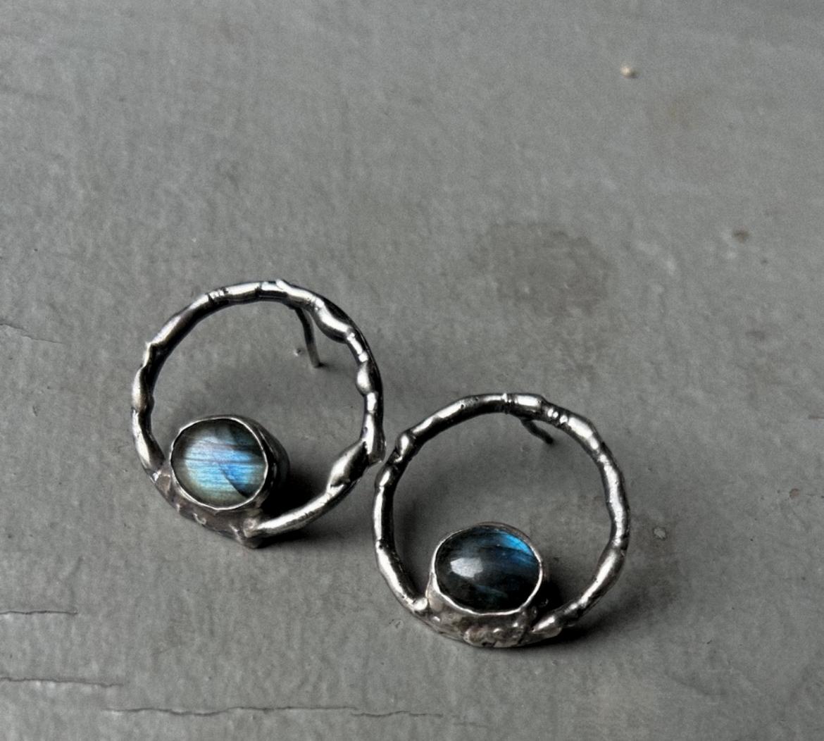 labradorite hoops