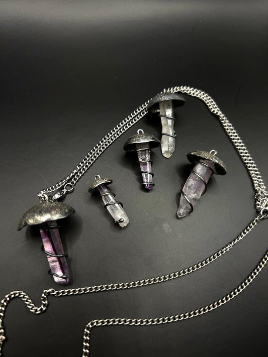 Silver Mushroom Pendants